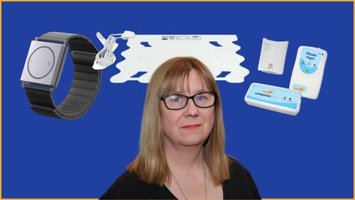National Information Officer Geraldine Dunne and three seizure detection devices in the background