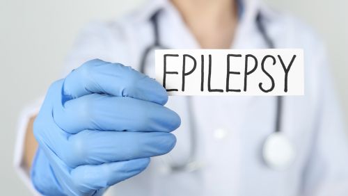 Doctor holding the word epilepsy