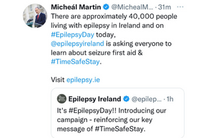 Image of tweet of Taoiseach showing support for #EpilepsyDay 
