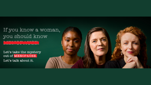 Image of women with Gov.ie campaign message about taking mystery out of menopause