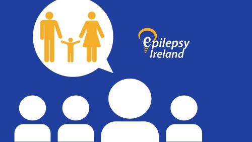 People talking and speech bubble with child and parents in it