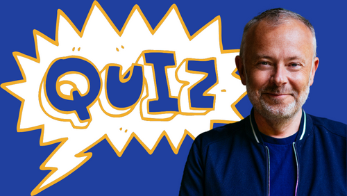 Speech bubble showing quiz and Epilepsy Ireland Patron Rick O'Shea