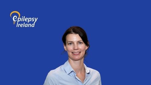 Image of our Community Resource Officer Mary Baker with Epilepsy Ireland Logo and blue background.