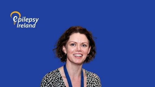 Image of our Community Resource Officer Miriam Gray with Epilepsy Ireland Logo and blue background.