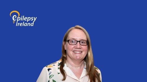 Image of our Community Resource Officer Veronica Bon with Epilepsy Ireland Logo and blue background.