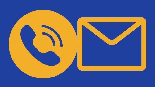 a phone and email icon.