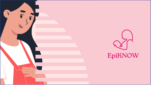 Pregnant woman and EpiKNOW logo