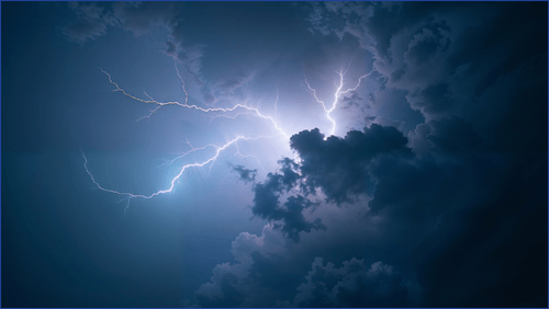 A lighting strike and a storm cloud