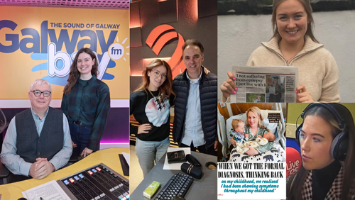 Collage of Media volunteers in studios and in news articles