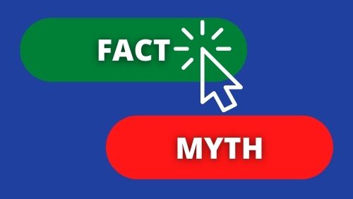 two buttons featuring Fact & Myth with cursor clicking on fact