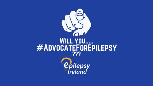 Finger pointing at viewer and question asking will you advocate for epilepsy?
