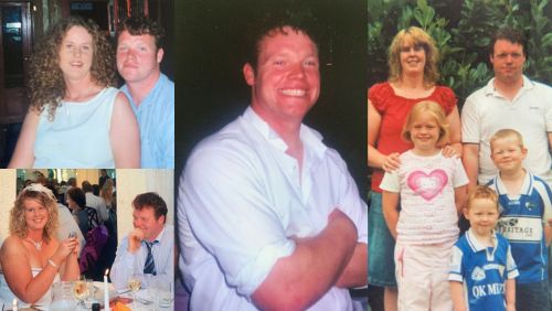 Collage of images of Noel Kelly and his family, 