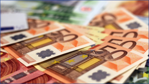 Pile of €50 notes