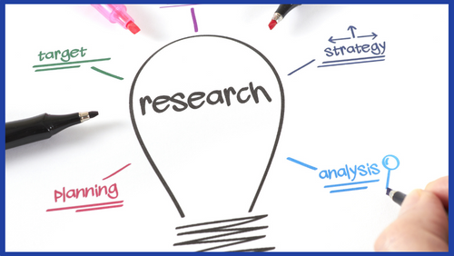 Hand drawn lightbulb with a mind map and a person writing out key areas that they need to plan for before beginning their research