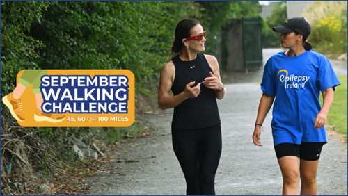 People walking with one in an EI t-shirt with the September walking challenge logo to the LHS