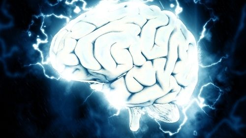 brain showing electrical activity.