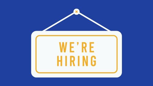 sign displaying "we're hiring"