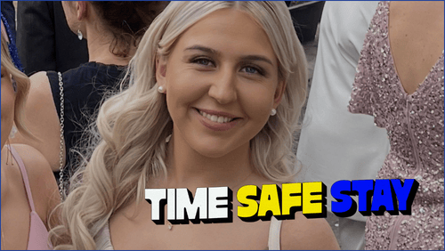 Zuzanna and TIME, SAFE, STAY written in bottom RHS corner