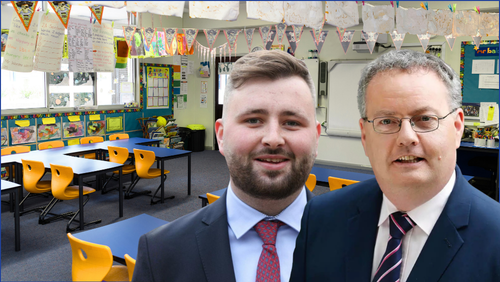 Classroom and Deputy Eoghan Kenny and Minister Michael Moynihan included