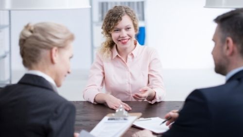 a person in discussion at interiew.