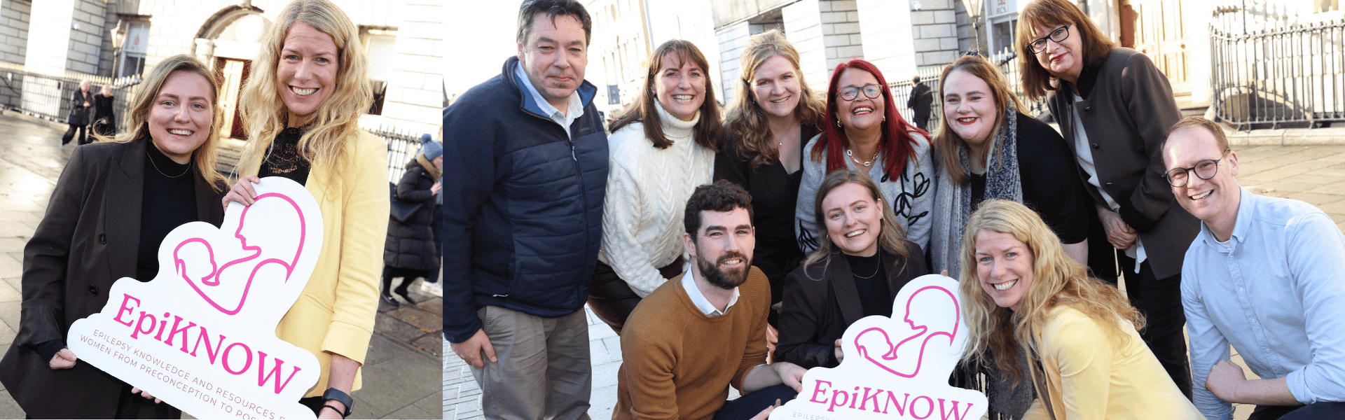 People taking a group picture with Epiknow Logo