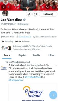 Screenshot of Taoiseach's Twitter page