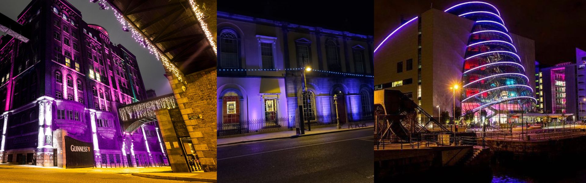 Well known landmarks and buildings lit up Purple!