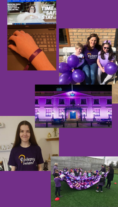 Collage of some supporter images highlighting the different ways to get involved in Purple Day® 2022 