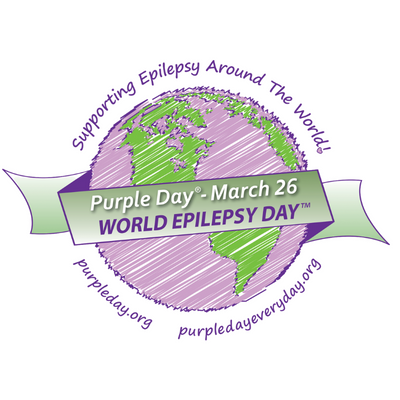 Purple Day Logo - Globe with purple theme and redirect to purpledayeverday.org