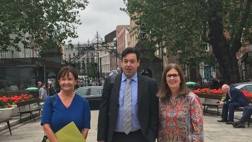 our Community Resource Officer Niamh Jones, CEO Peter Muprhy and Chairperson Cathy Grieve outside Dáil Eireann