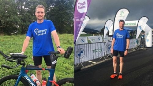 Epilepsy Ireland volunteer after a cycle and run.