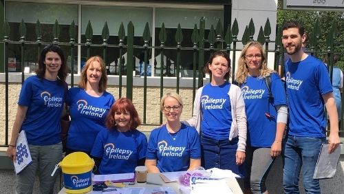 The Epilepsy Ireland Team at an event wearing Epilepsy Ireland T-shirts