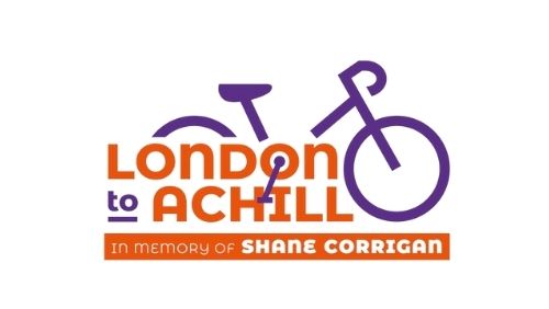 logo of bicycle with London to Achill tagline.