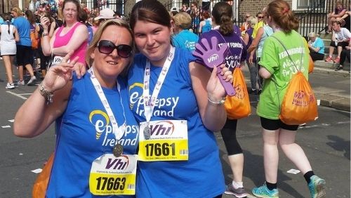 two of our volunteers after running a marathon.
