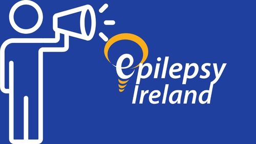 Stickman holding megaphone and Epilepsy Ireland logo