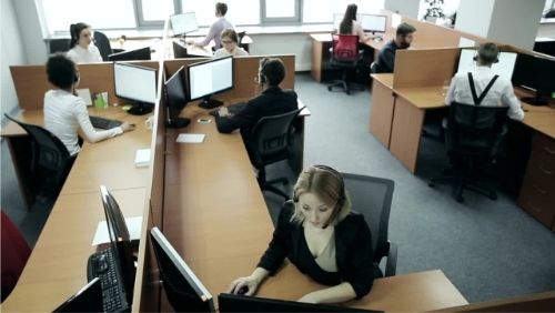 people working in an office