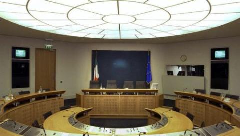 Empty committee room in the Dáil