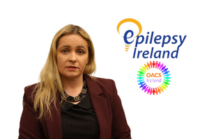 Deputy Carol Nolan alongside Epilepsy Ireland Logo & Oacs Ireland Logo