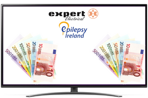 Image of First prize TV and cash alongside Expert & Epilepsy Ireland logos