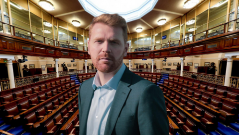 Deputy Gary Gannon and background of Dáíl chamber