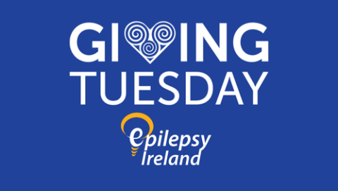 Giving Tuesday and Epilepsy Ireland Logo on blue background