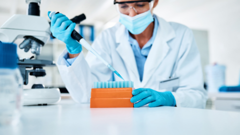 Researcher working in lab