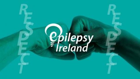 Fist bumping with Epilepsy Ireland logo at point of contact and key value of RESPECT on left and right hand side.