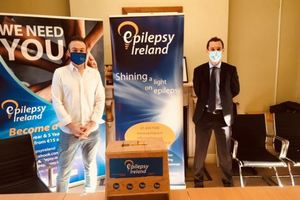 Epilepsy Ireland Head of Fundraising & Development Stephen Lowry and solicitor Stephen Bradley conducting Epilepsy Ireland raffle