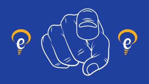 Finger pointing and two EI Logos