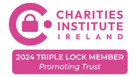 Logo of charities institute ireland with a 2024 triple lock member badge, emphasizing trust.