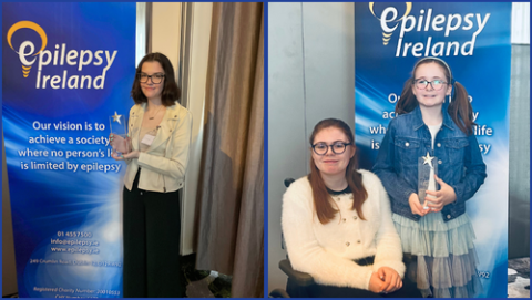 Melissa with her award and Rebecca and Emma with her award