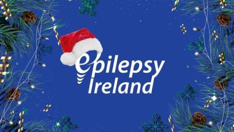 Epilepsy Ireland Logo with Santa hat and garland