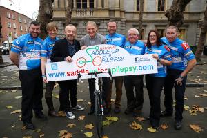 Joe Schimdt, Rick O'Shea and the cyclists taking part