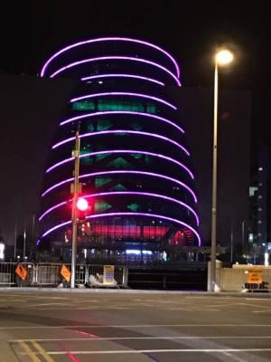 Convention Centre Dublin lit up Purple